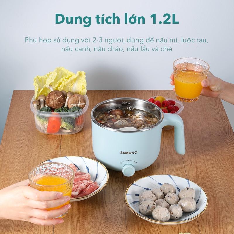 Nồi điện đa năng SAMONO SW-DG01 dung tích 1.2L có xửng hấp nấu lẩu hấp rau nấu chè tùy thích - Hàng chính hãng