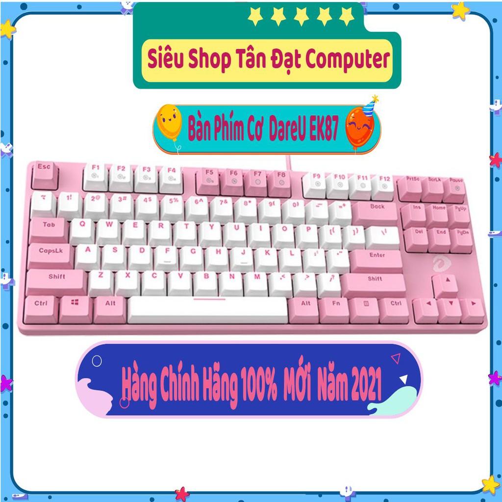 Bàn phím cơ DAREU EK87 PINK / WHITE / black Gaming - Hàng chính hãng