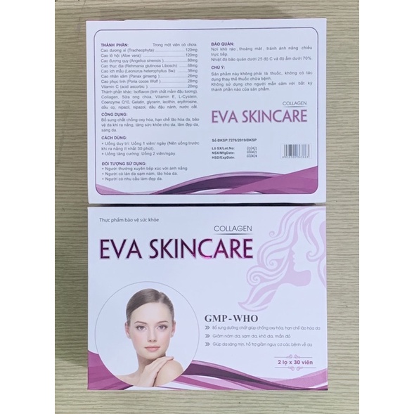 Viên uống đẹp da Eva Skincare Vinapharco, hộp 60v, trắng da, hạn chế lão hoá