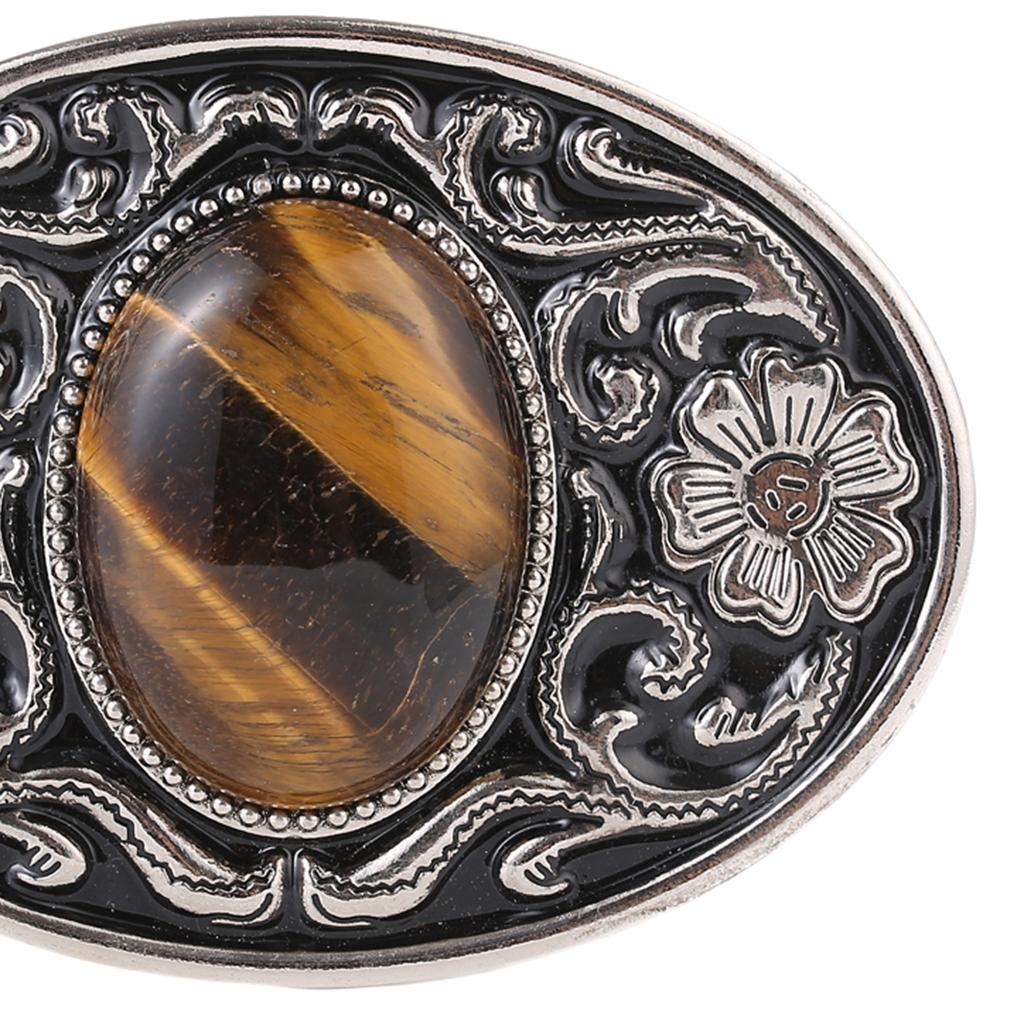 Retro Style Cowboy Belt Buckle Turquoise Stone Buckle 9x7cm Antique Silver