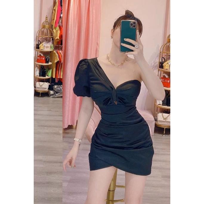 Gunkaymatter Đầm Ôm Body 1 Vai Tay Phồng Xếp Ly Chất Liệu Umi Thời Trang Nữ Thiết Kế Sang Chảnh