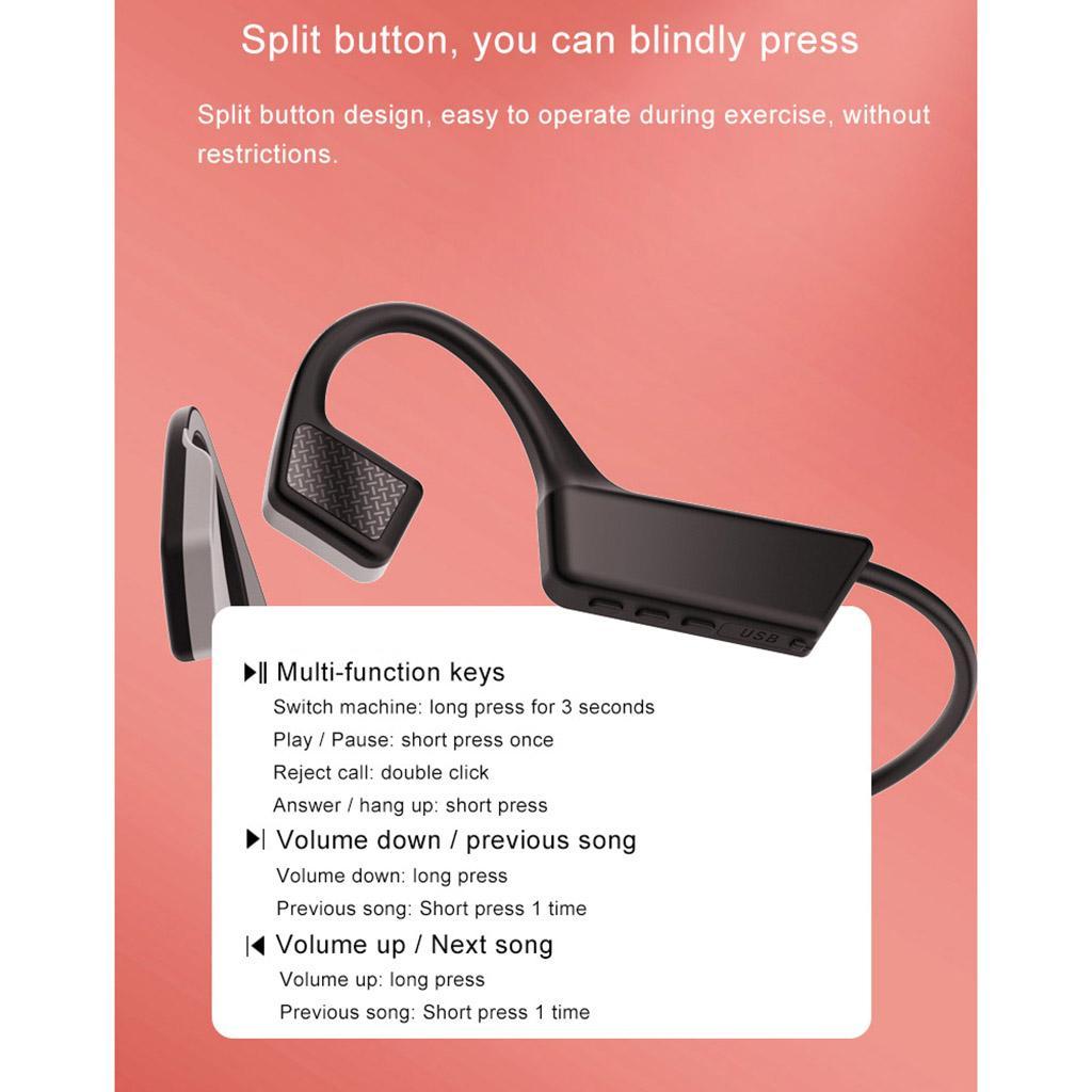 Bone Conduction Headset Bluetooth 5.0 with Mic for Cycling Running Black