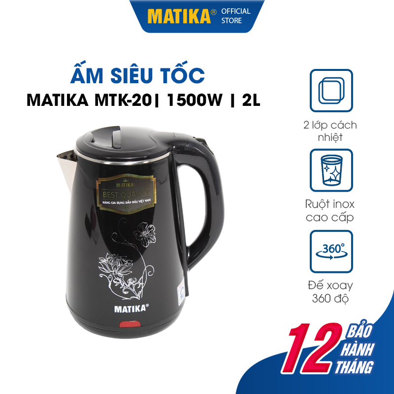 Ấm Siêu Tốc MATIKA 2L 1500W MTK-20 - Hàng chính hãng