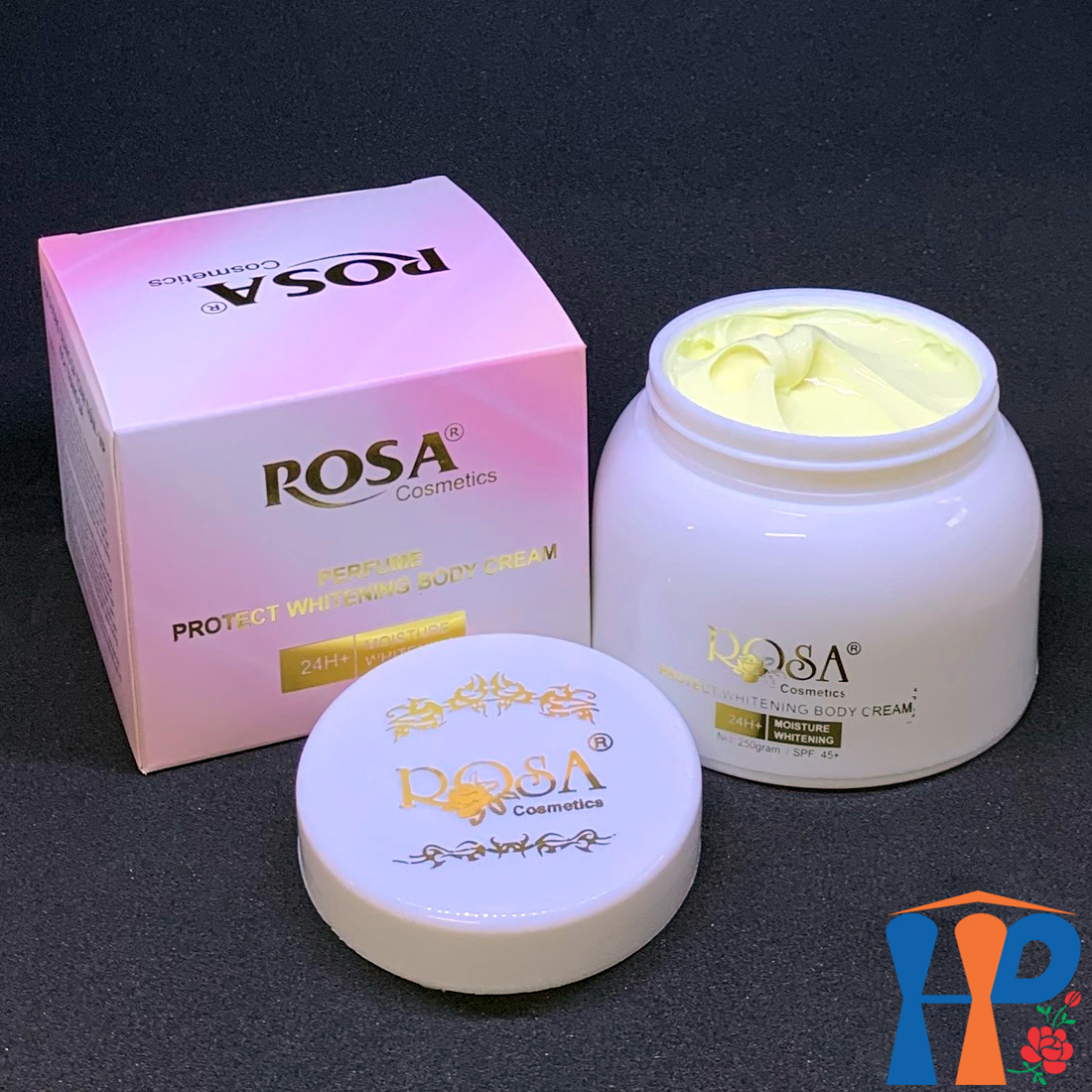 Kem mềm trắng da toàn thân hương nước hoa Rosa Perfume Protect Whitening Body Cream 250gr (kem trang điểm body, trắng nhanh ngay sau 7 ngày sử dụng) Hani Peni