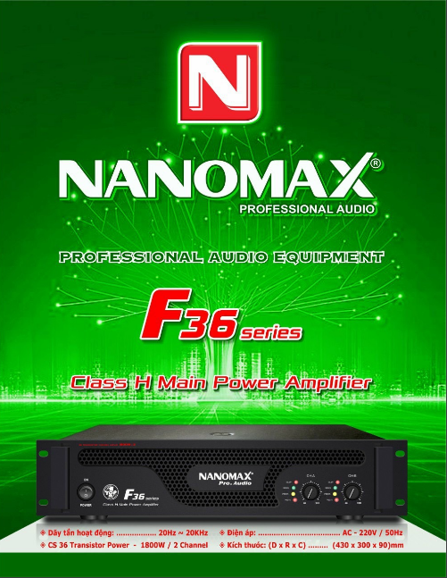 Main Cục Đẩy 36 Sò Nanomax F-36 Công Suất 3200w Hàng Chính Hãng