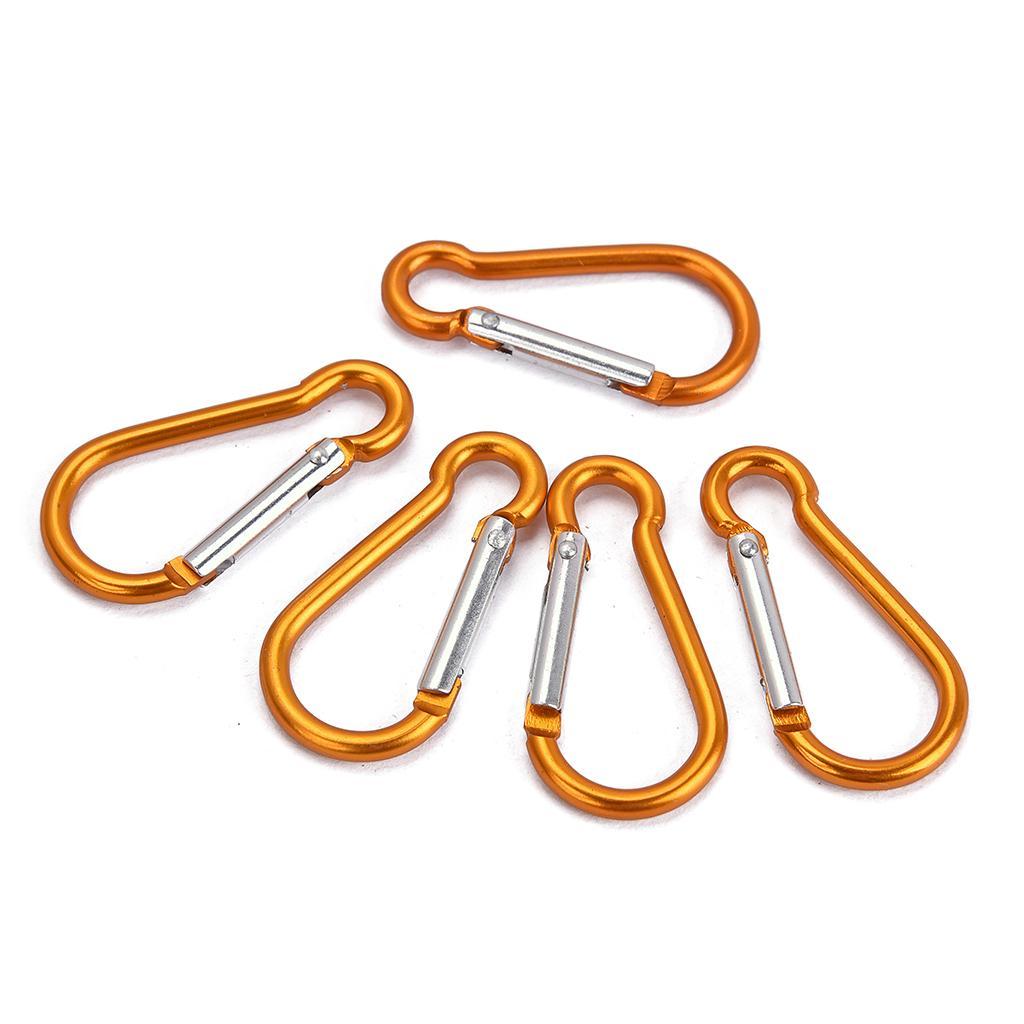 5 Pieces Aluminum D Shape Buckle Carabiner Key Chain Clip Hook for Home Hiking Camping