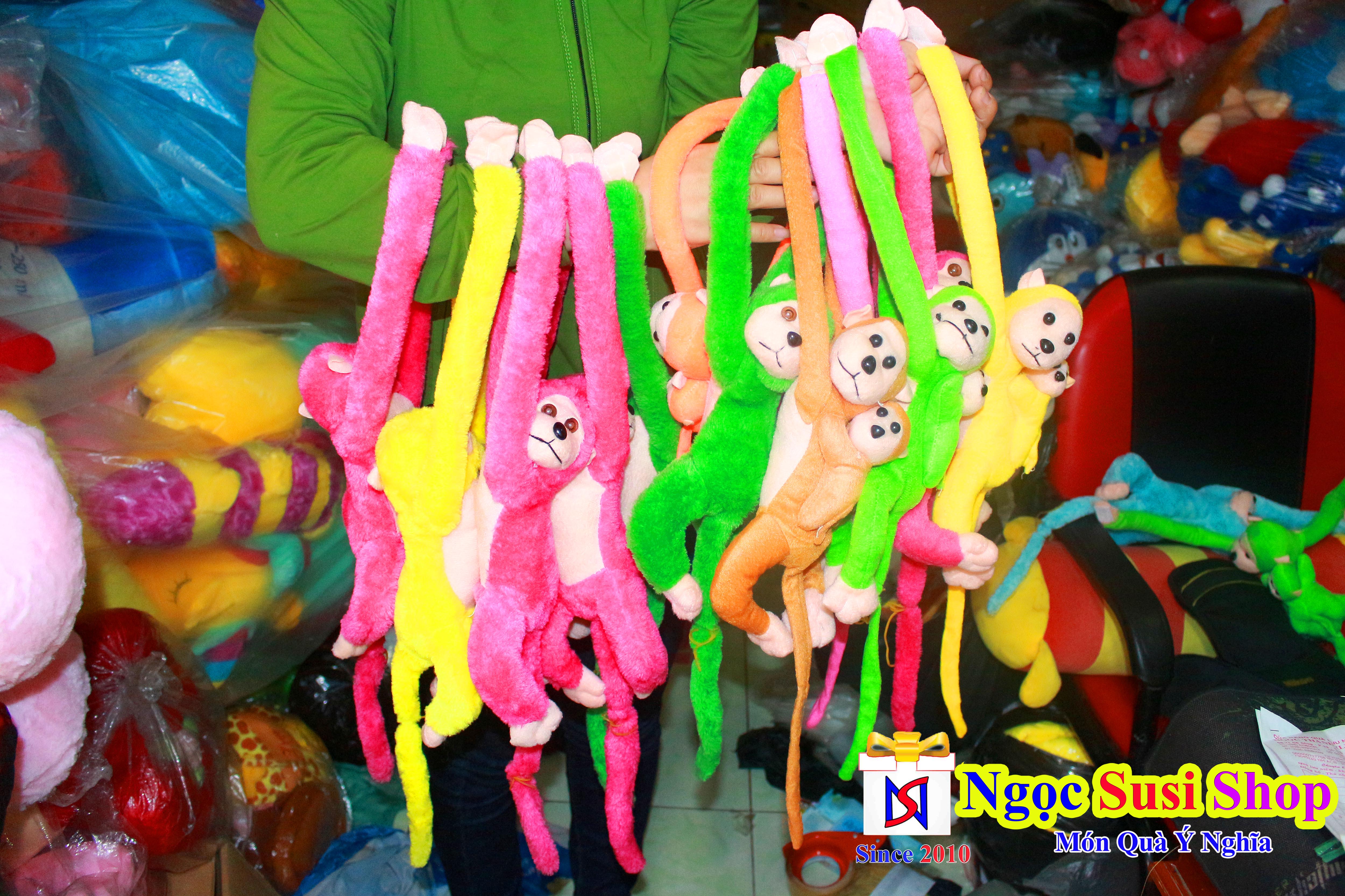 GẤU BÔNG KHỈ BÓP KÊU CHÁY ĐÈN - NGẪU NHIÊN MÀU