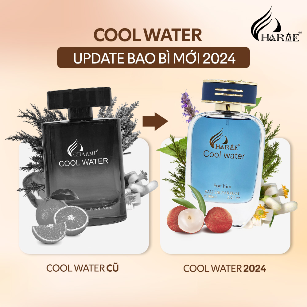 Nước Hoa Nam CHARME COOL WATER BẢN MỚI 2024 100ml Lưu Hương Lâu Thơm Mát, Mạnh Mẽ và Thanh Lịch Cho Các Quý Ông