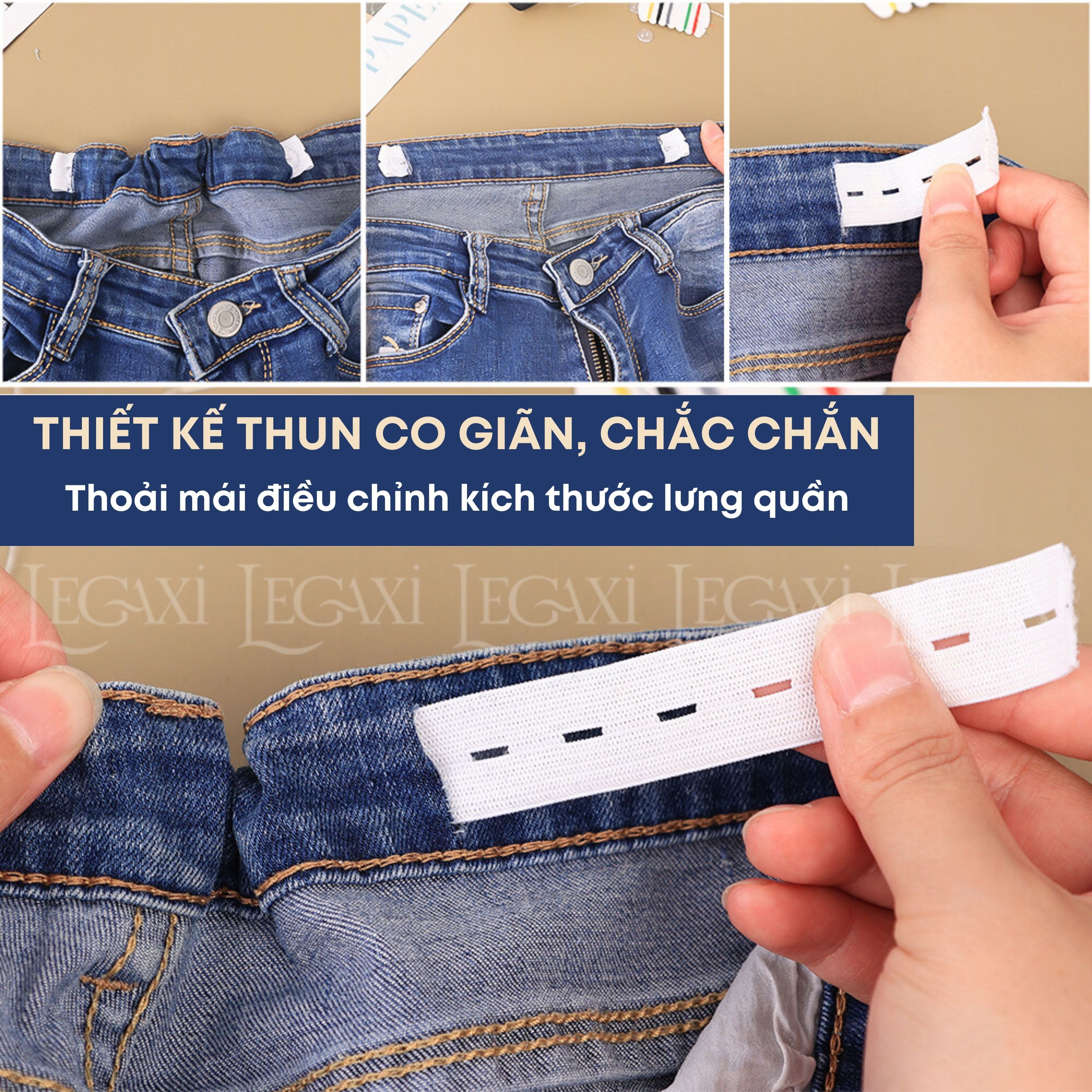 Bộ may vá thu nhỏ thắt lưng, thu hẹp eo quần jean kaki quần lưng thun kim chỉ nút dụng cụ luồn chun Legaxi