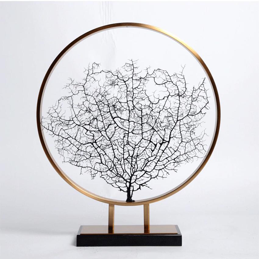 Decor Để Bàn Trang Trí - 2 Vòng Tròn Kim Loại Cây Khô FDR021 Phòng Khách, Phòng Làm Việc, Phòng Trưng Bày......