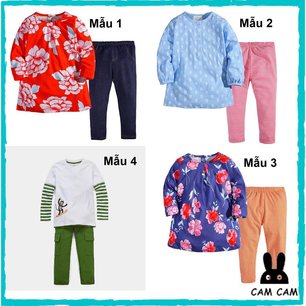 Bộ cotton dài tay cho bé từ 1-6 tuổi