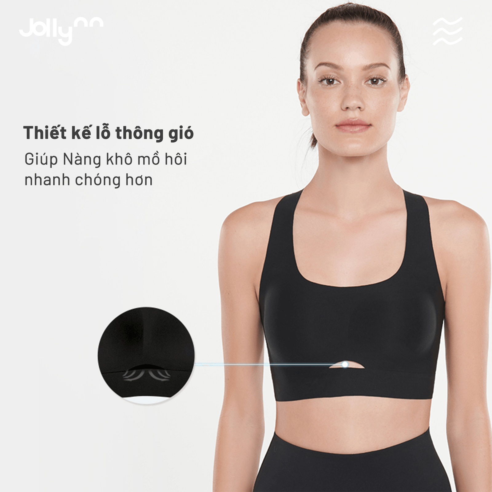 Áo ngực thể thao Jollynn Cheer X Sport Bra không gọng, dây xoắn X, vừa vặn, thông gió tốt, màu trơn