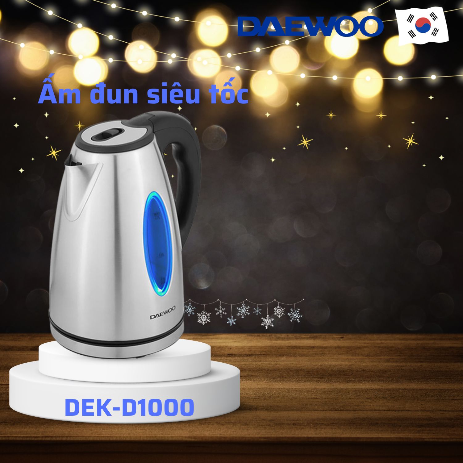 Ấm siêu tốc Daewoo DEK-D1000 - Hàng chính hãng