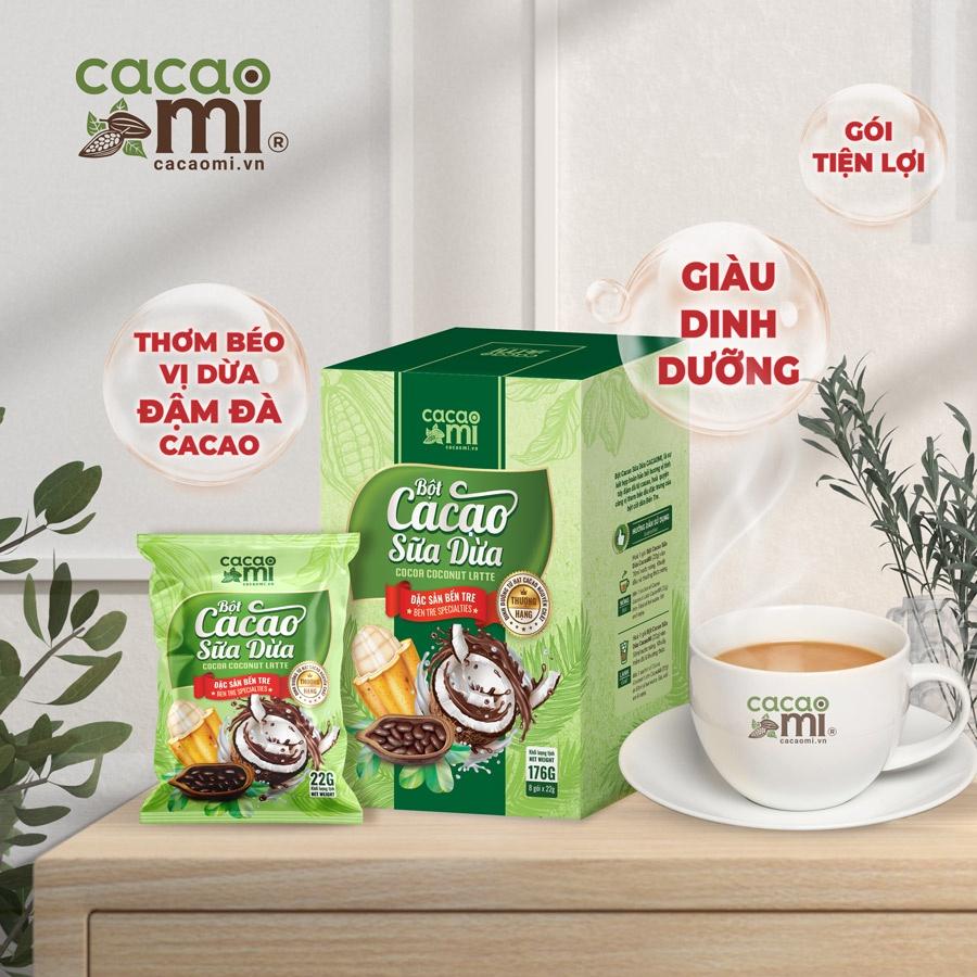 Bột cacao sữa dừa CacaoMi - Chuyên pha chế trà sữa, thức uống socola đậm đà ca cao thơm ngon vị dừa Bến Tre gói tiện lợi