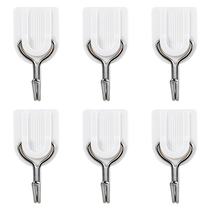 Combo set 6 móc treo dán tường đa năng chịu lực có sẵn keo dán màu trắng Deli - Nhiều kích cỡ - Phù hợp cho nhà tắm, nhà bếp - 19350
