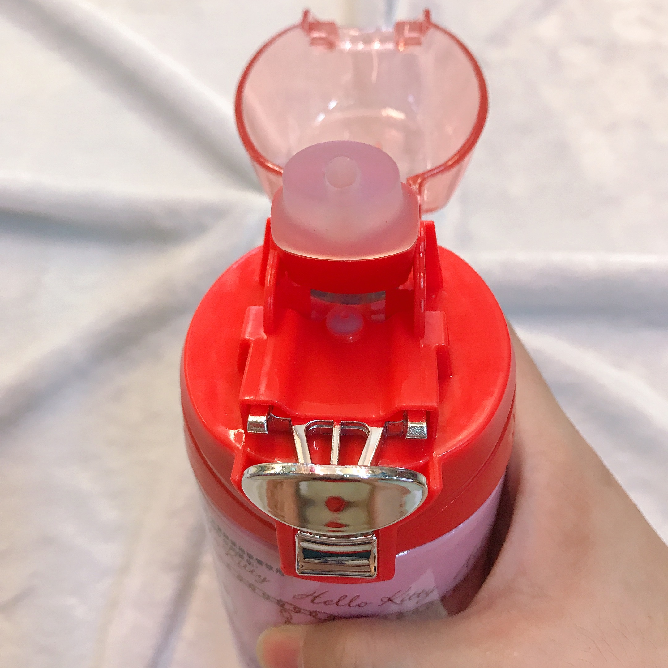 Bình nước giữ nhiệt hình mèo Kitty dây xích nắp trong suốt màu hồng nhạt cho trẻ em, bé gái -  - KT3663HN