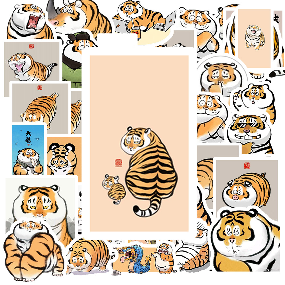 Set 50 Sticker Hình HỔ BÉO DỄ THƯƠNG – Decal Trang Trí Xe - Laptop - Nón Bảo Hiểm | Chống Nước