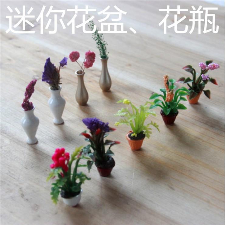 Mô hình chậu cây hoa mini dùng trang trí tiểu cảnh, terrarium, nhà búp bê, DIY