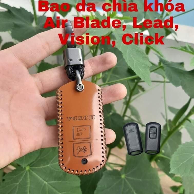 Bao Da Chìa Khóa Xe Máy Honda (Air Blade, Lead, Vision, Vario) Da Bò Nhập Khẩu ITALIA, Khắc Tên, Số ĐT Chủ Xe