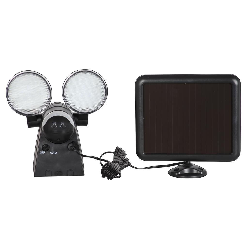 120 LED Solar Double Head Body Sensor Lamp Black