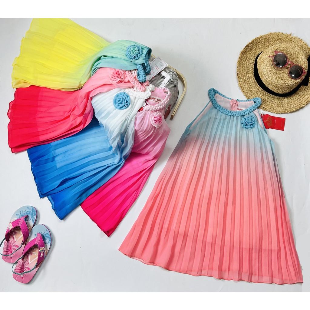 Đầm voan đi biển cho bé gái sắc màu cầu vồng size 20-40kg hàng thiết kế cao cấp