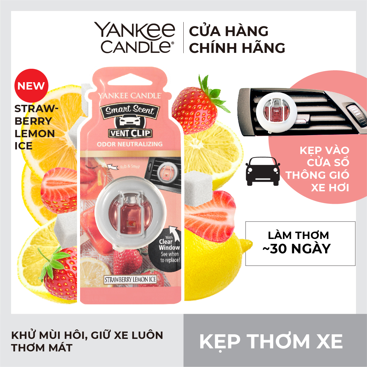 Kẹp thơm xe Yankee Candle - Strawberry Lemon Ice