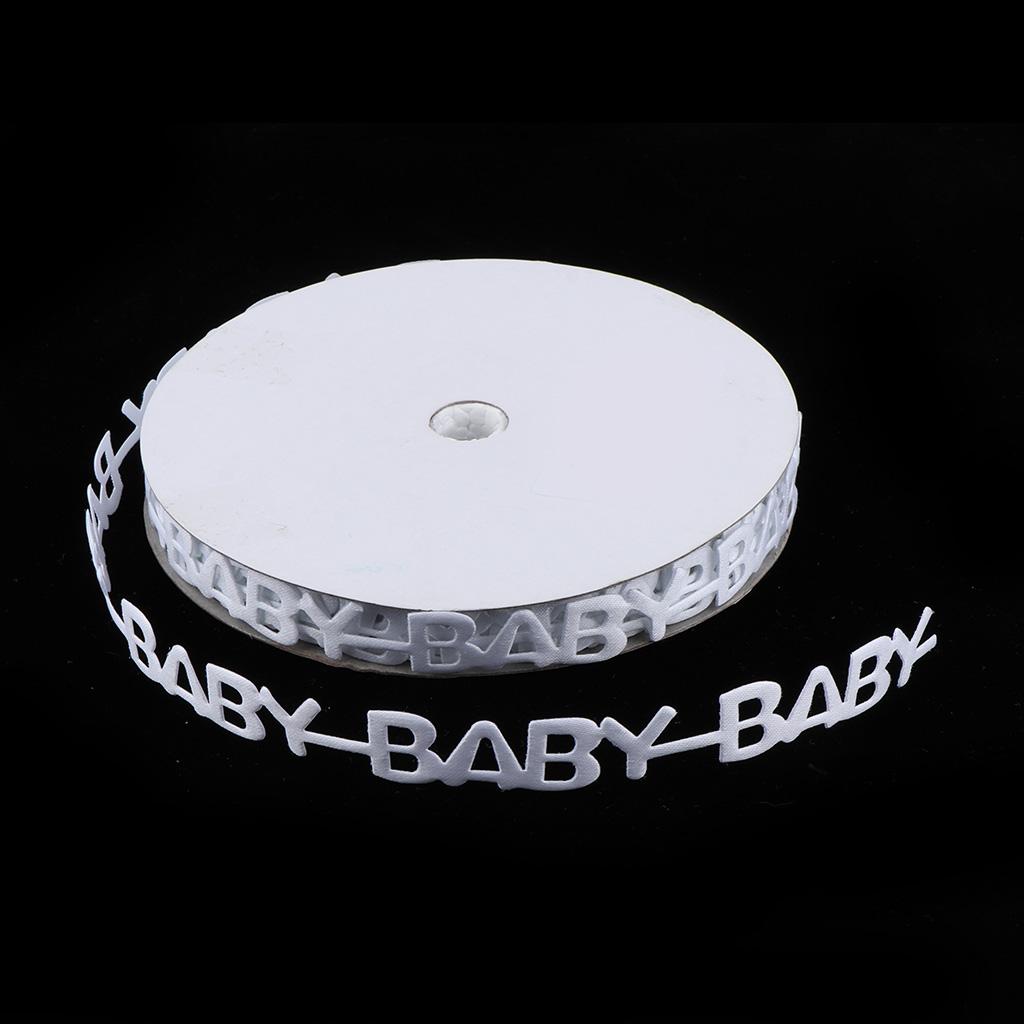 20 Yards BABY Letter Satin Ribbon for Kids Birthday Party Decoration White