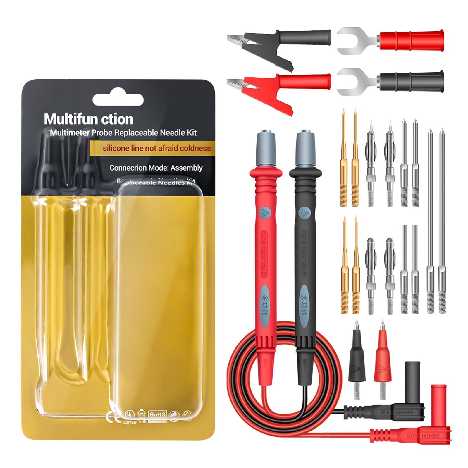 22 in 1 Electronic Test Leads Kit, Digital Multimeter Leads, with Alligator Clips ,Replaceable Probes Tips ,Accs Kit for Digital Multi Meter