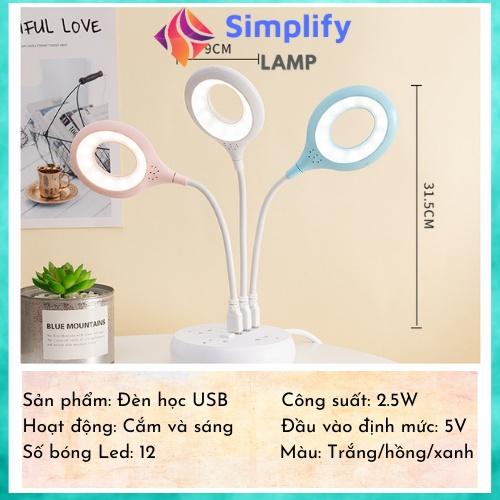 Đèn học bài để bàn mini Led USB cho bé, học sinh, sinh viên có màu xanh, hồng, trắng S01