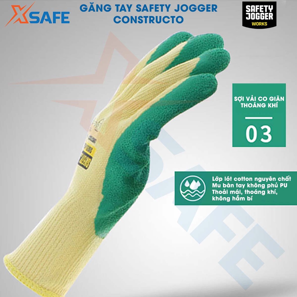 Găng tay bảo hộ Jogger Constructo - Bao tay lao động dày dặn, độ bám tốt, tiêu chuẩn EN 388:2003 - XSAFE