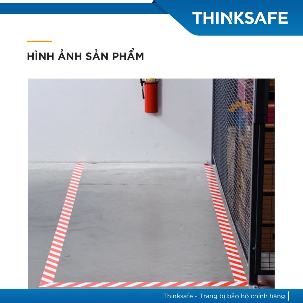 Băng keo dán nền cảnh báo 3M 767 sọc trắng đỏ, phân chia lối đi, cảnh báo nguy hiểm, keo dán chắc chắn bền màu