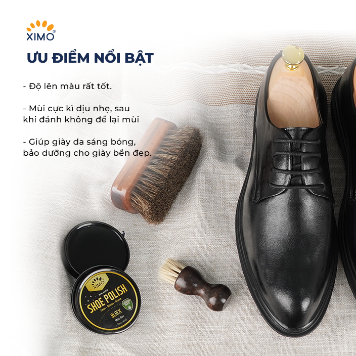 Xi đánh giày dạng sáp phục hồi và đánh bóng giày, đồ da SHOE POLISH 50ml