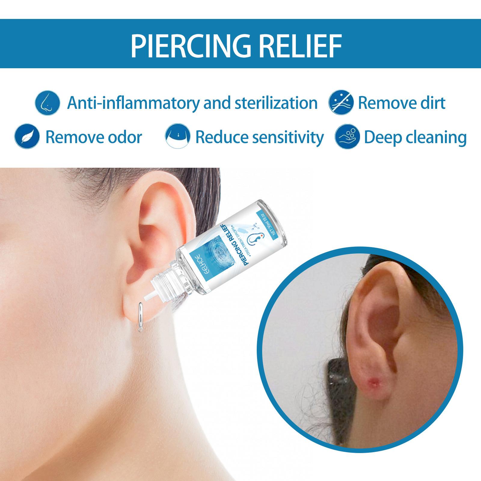EELHOE 30ml Piercing Relief Treatment Drops Aftercare Treatment Gentle Soothing Bumps Keloid for Ears Nose Nipples Facial Body Areas