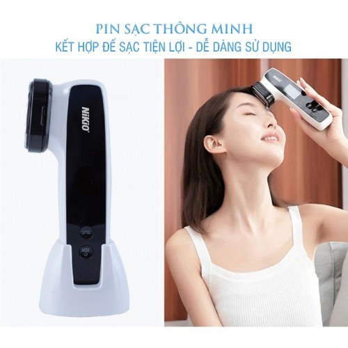 Máy Massage Mặt Và Nâng Cơ Mặt Nikio NK-128 - Công Nghệ Điện Di RF và EMS, Photon Xanh và Đỏ Chườm Nóng Và Lạnh - Hỗ Trợ Đẩy Tinh Chất, Giảm Nếp Nhăn, Tăng Sinh Collagen, Trẻ Hóa Da