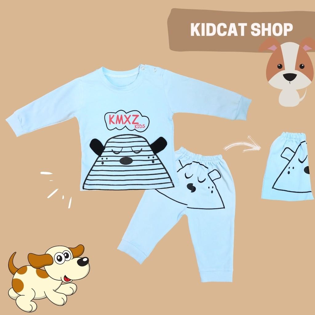 Bộ sơ sinh dài tay bé trai hình cún ngộ nghĩnh Cotton 100% S070 KidCat Shop Quần áo trẻ em Made in Việt Nam