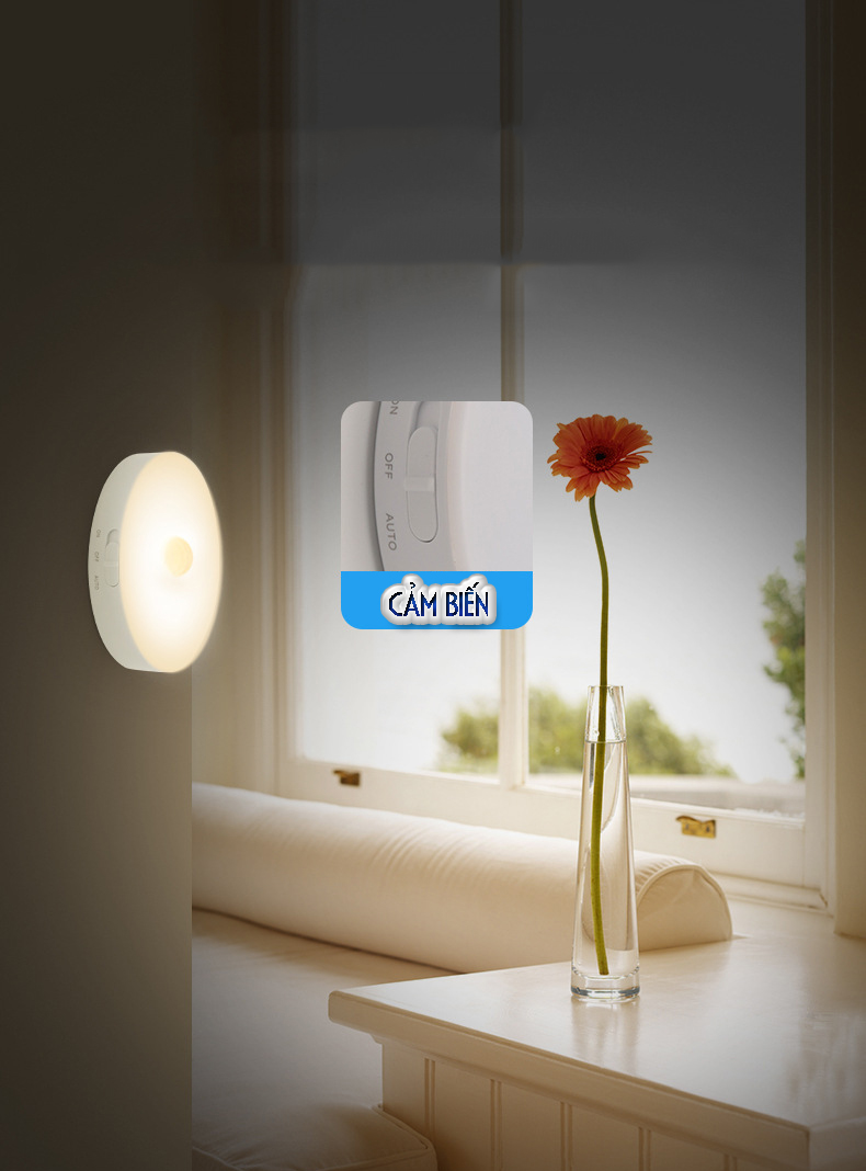 Đèn LED cảm ứng thông minh không dây, Pin sạc, có nam châm gắn tường cho phòng ngủ, nhà vệ sinh tủ quần áo - DH2011