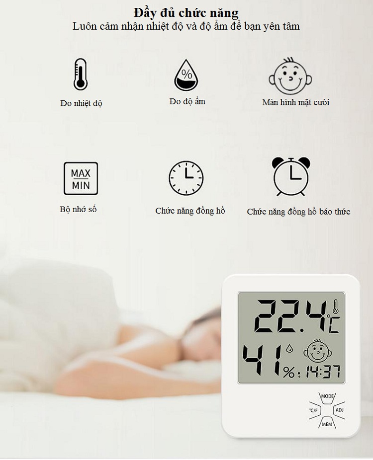 Máy đo nhiệt độ, độ ẩm trong phòng làm việc bảo vệ sức khỏe L81 độ chính xác cao