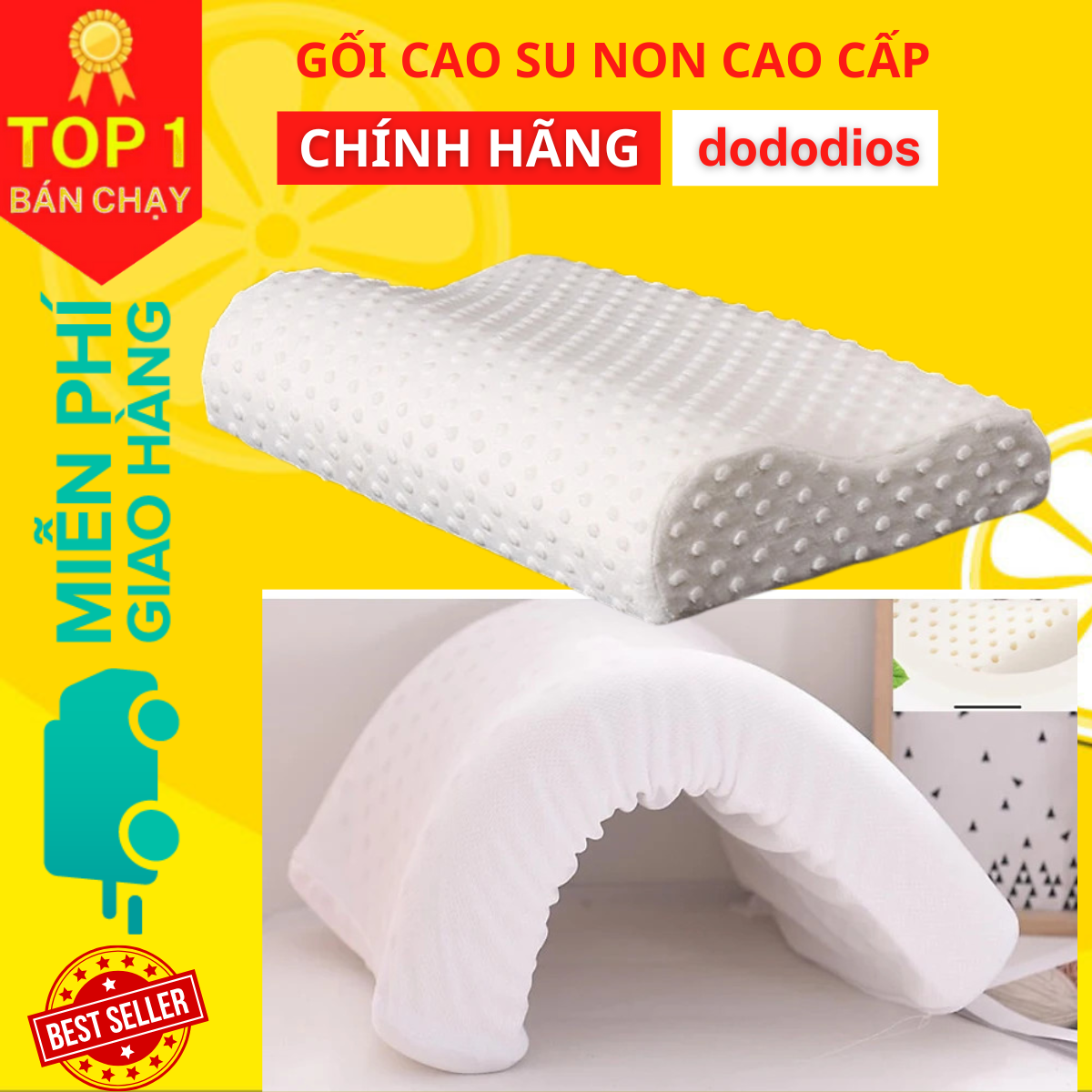 Gối Cao Su Lượn Sóng nâng đỡ, bảo vệ đốt sống cổ, Gối Memory Foam 50D Hình Cong HLW111, Gối Memory Foam 50D HLW114, siêu mềm, êm ái, thích hợp với mọi lứa tuổi - Hàng chính hãng dododios