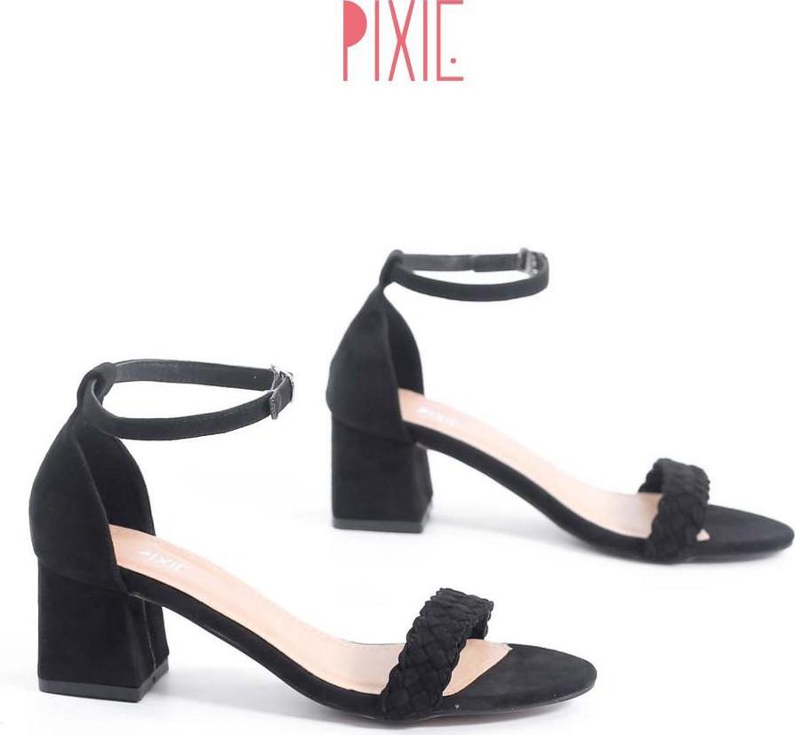 Giày Sandal Cao Gót 5cm Da Lộn Gót Vuông Quai Hậu Pixie X473