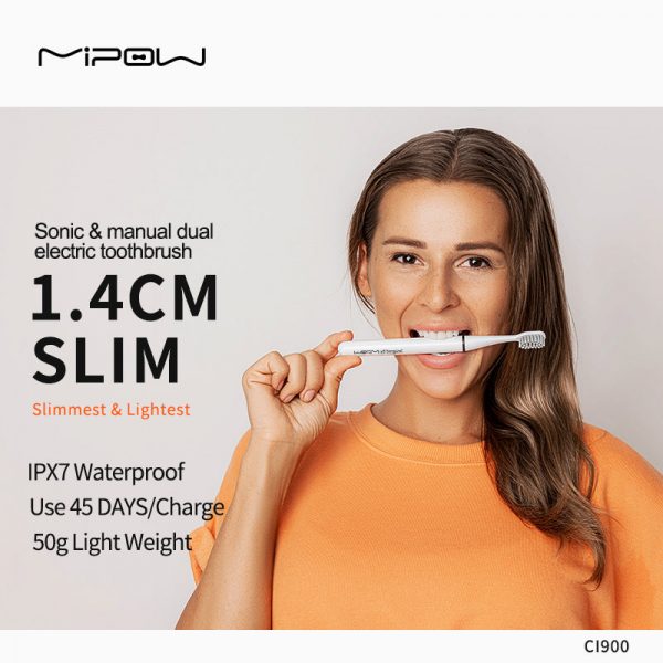 BÀN CHẢI ĐIỆN MỎNG NHẤT THẾ GIỚI MIPOW (USA) I3-PLUS ULTRASONIC TOOTHBRUSH TRAVEL EDITION - HÀNG CHÍNH HÃNG