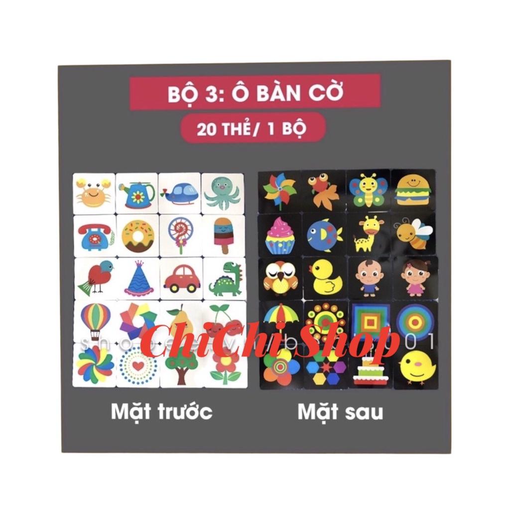 Combo 2 Bộ Thẻ Kích Thích Thị Giác Cho Bé Từ 3-12 Tháng, Tổng 40 Thẻ Học Thông Minh Phát Triển Thị Giác Cho Bé