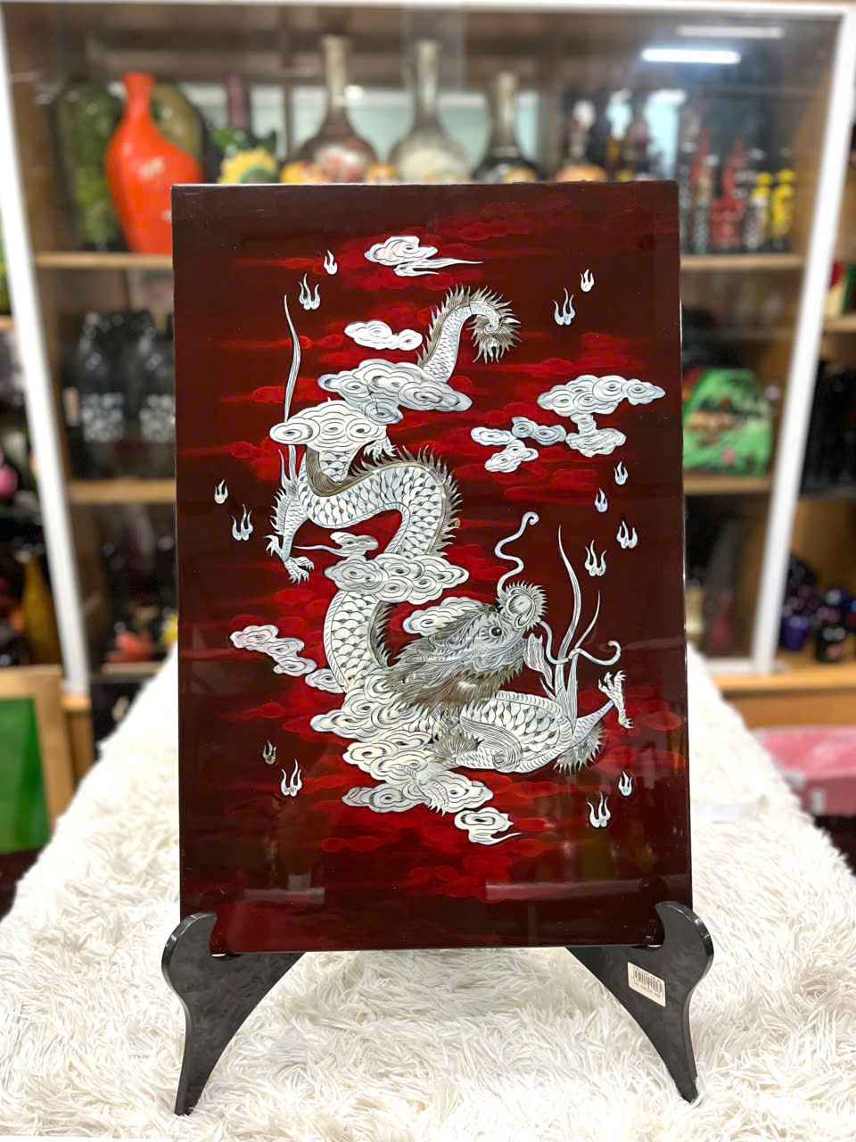Tranh sơn mài - RỒNG NHÃ NGỌC - Khảm cừ size 40x60 cm