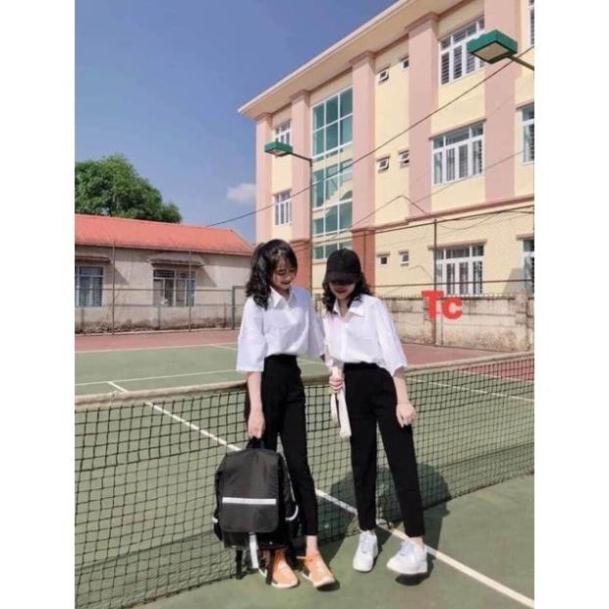 Áo sơ mi trắng nữ, áo sơ mi tay lỡ dáng thụng ND8
