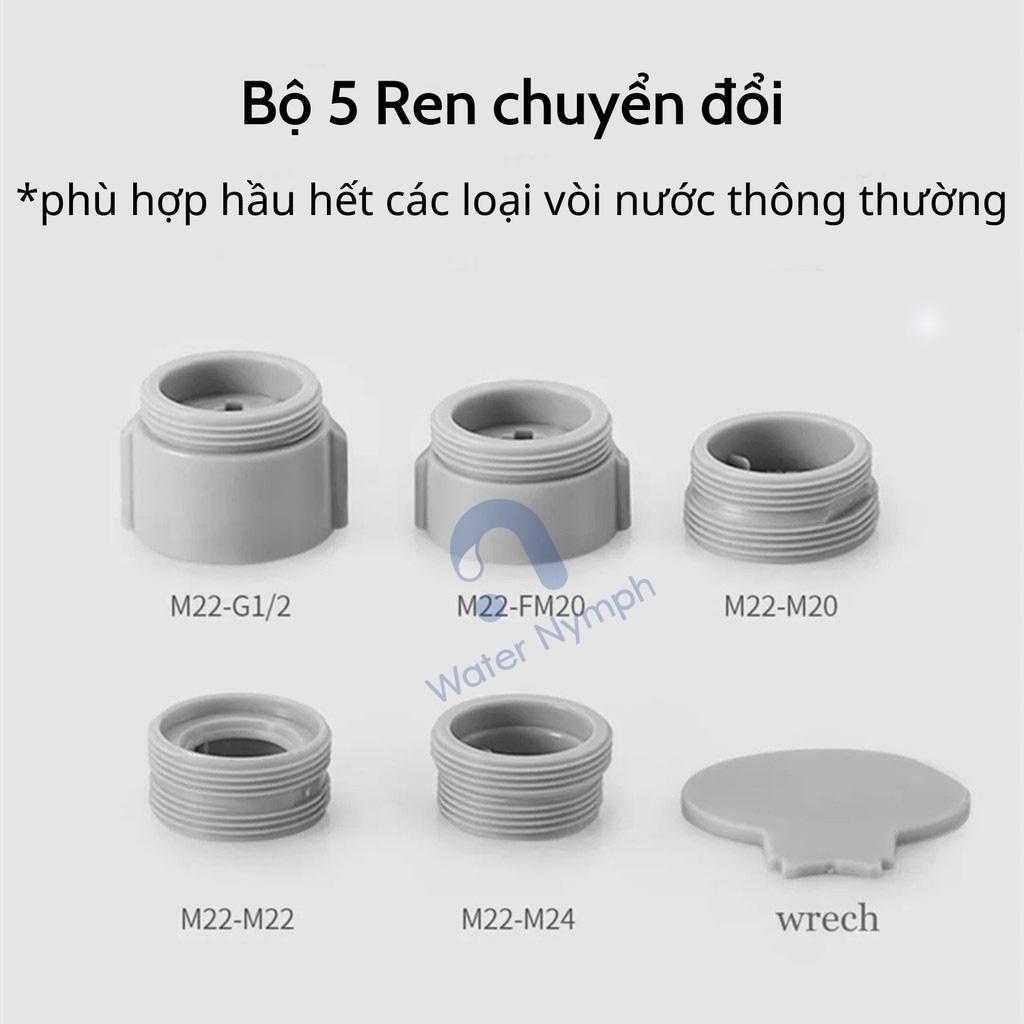 Đầu nối vòi nước xoay 360 độ Waternymph N34, bằng đồng thau, tạo bọt, chống bắn, hai chế độ phun nước (tặng kèm bộ ren)