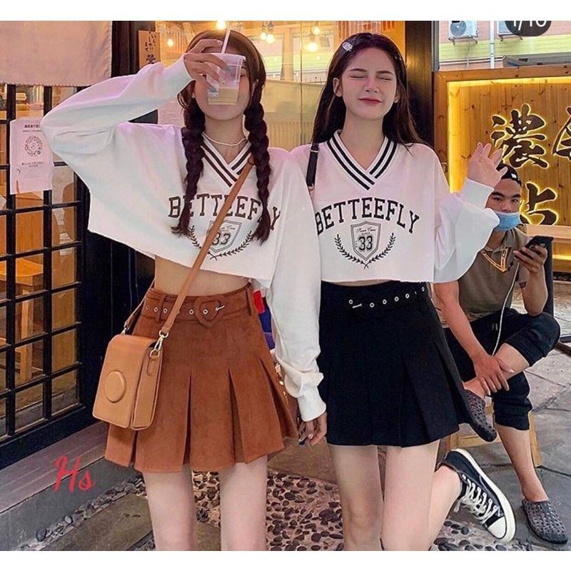 Áo croptop tay bồng cổ tim số 33 HS6