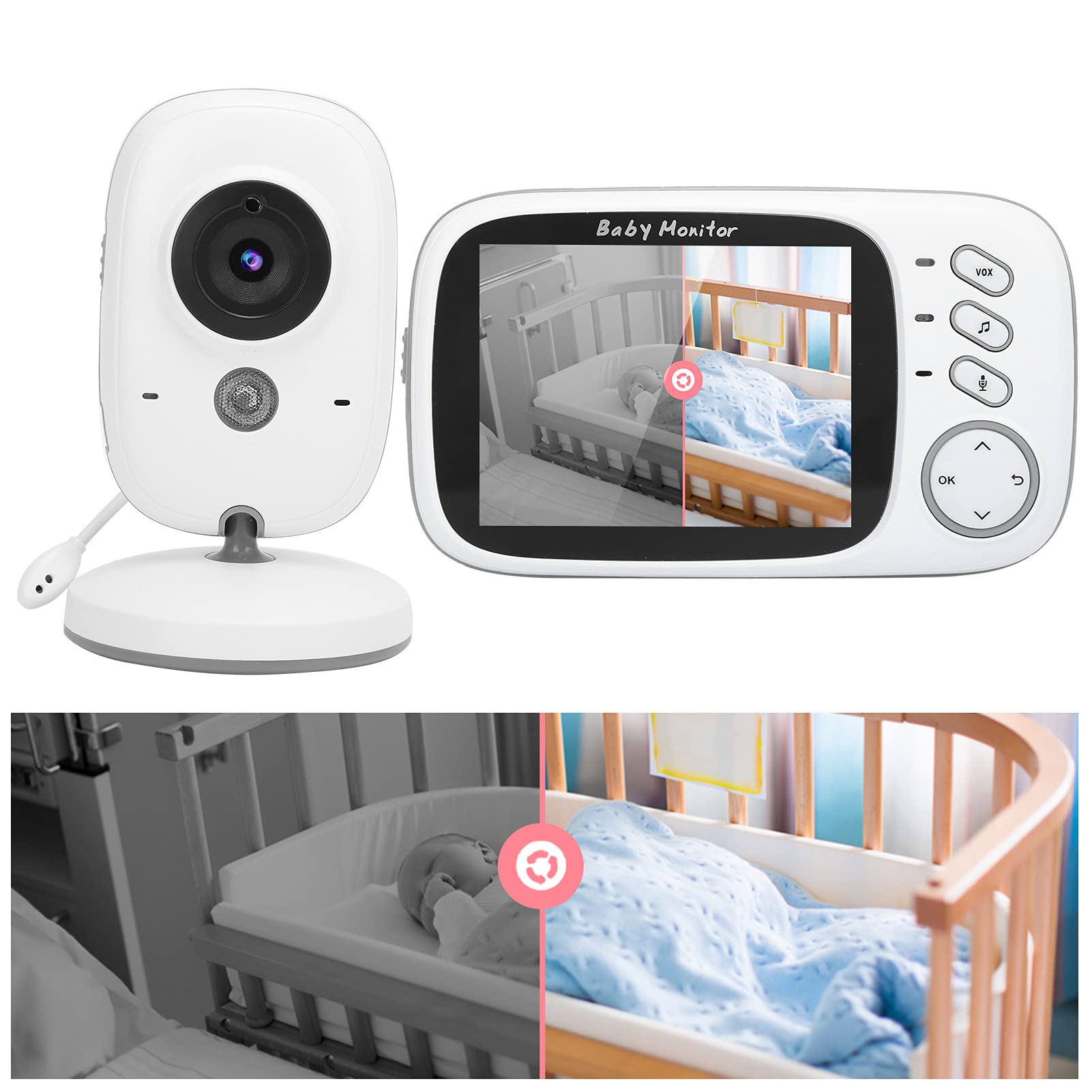 Camera theo dõi trẻ, máy báo khóc đàm thoại 2 chiều Baby Monitor VB603