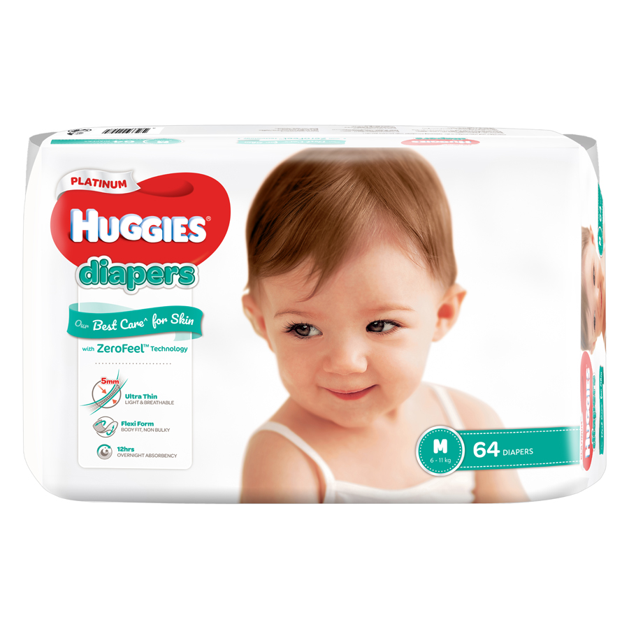 Tã dán Huggies Platinum M64 (6-11kg)