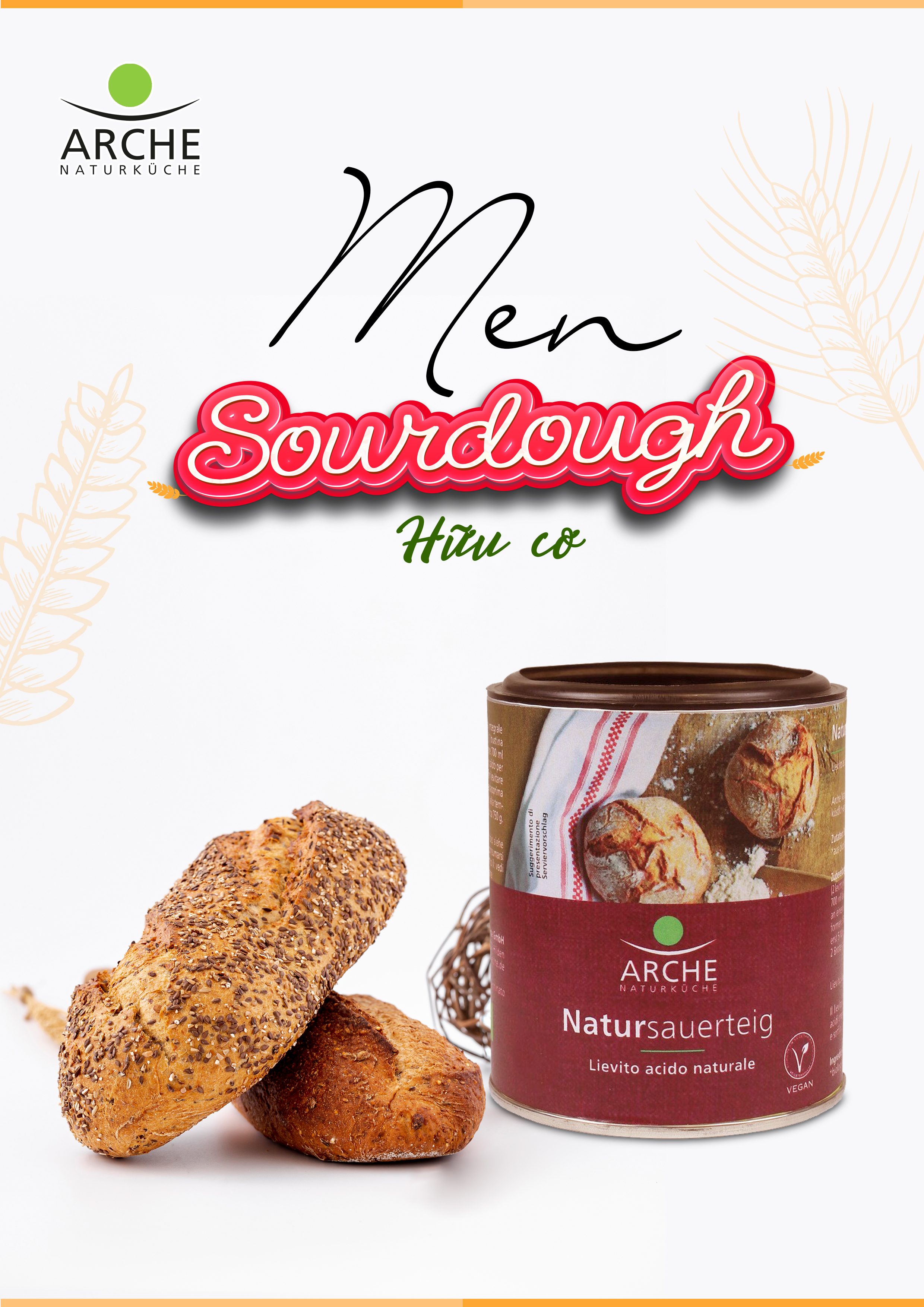 Men sourdough hữu cơ cao cấp 125g Arche