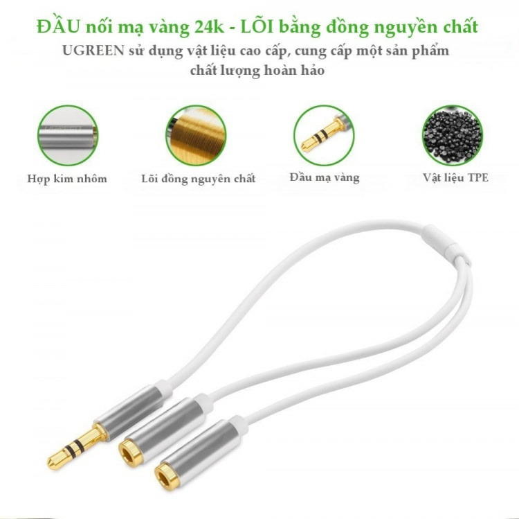 Cáp chia 2 cổng Audio 3.5mm 1 đầu đực ra 2 đầu cái 20cm AV123 10532 Cáp chia Jack 3,5mm dương ra 2 đầu âm 3,5mm Cáp âm thanh 3.5Mm Màu dài Av141-30618 – Hàng Nhập Khẩu