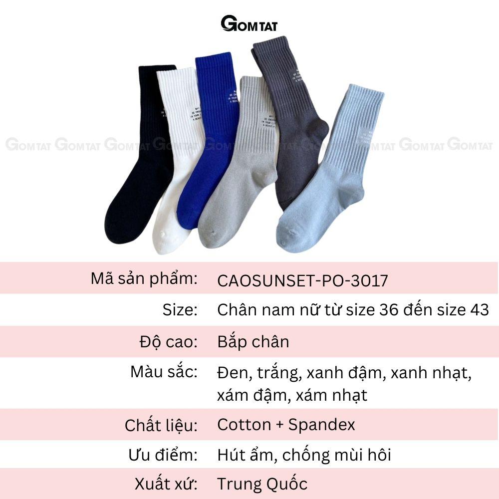 Tất cổ cao unisex họa tiết đơn giản nhiều màu, vớ cổ cao nam nữ chất liệu cotton mềm mại - CAOSUNSET-PO-3017-1DOI